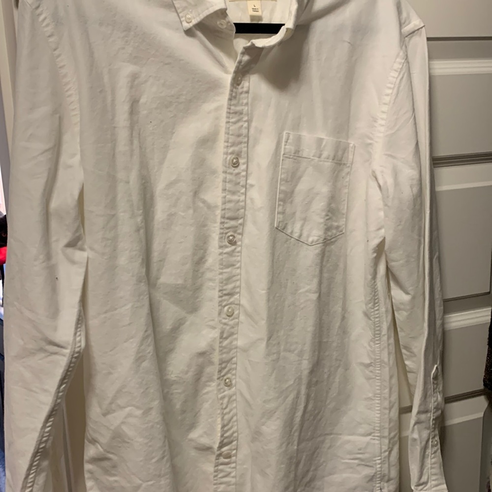 White mens large Oxford long sleeve button up shirt
